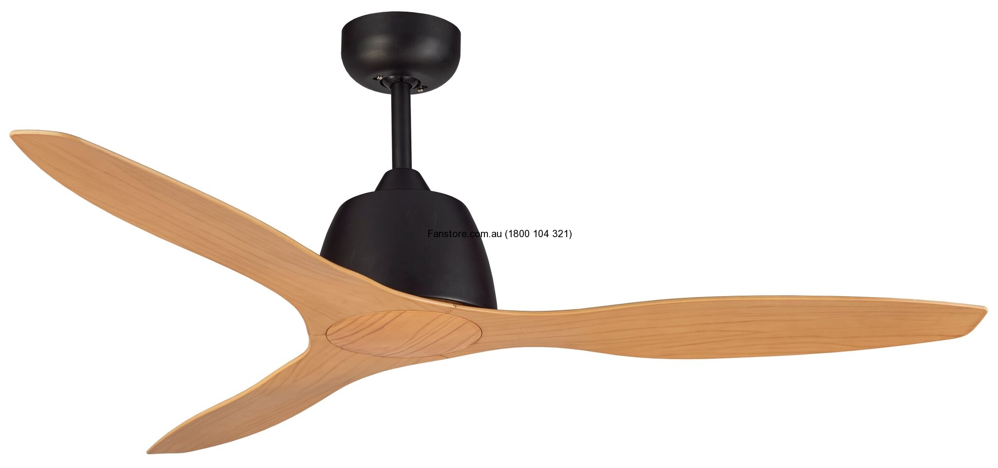 Elite Matt Black Ceiling Fan With Bamboo Colour Blade 3 Blade 1200mm 48 Energy Efficient Martec Lighting Mef133mb