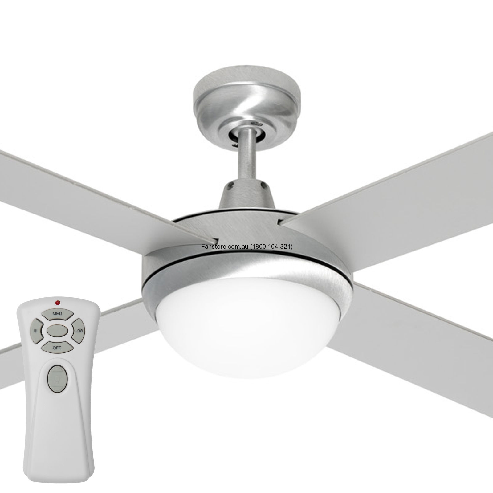 Mercator Grange 52 1300mm Ceiling Fan Twin Light Remote Control Mercator Grange Ceiling Fan Silver Fc032134sl Brushed Aluminium