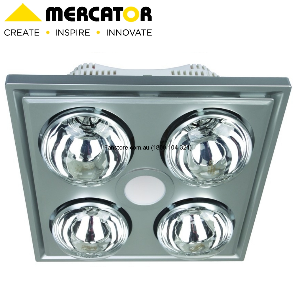 MIDAS QUATTRO Bathroom Heater with Exhaust and LED Light Silver Mercator Lighting