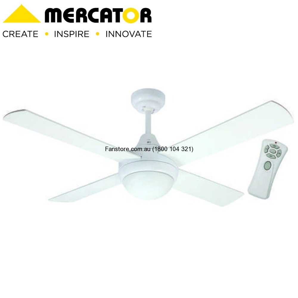 Mercator 120cm Glendale White Timber Ceiling Fan Light With